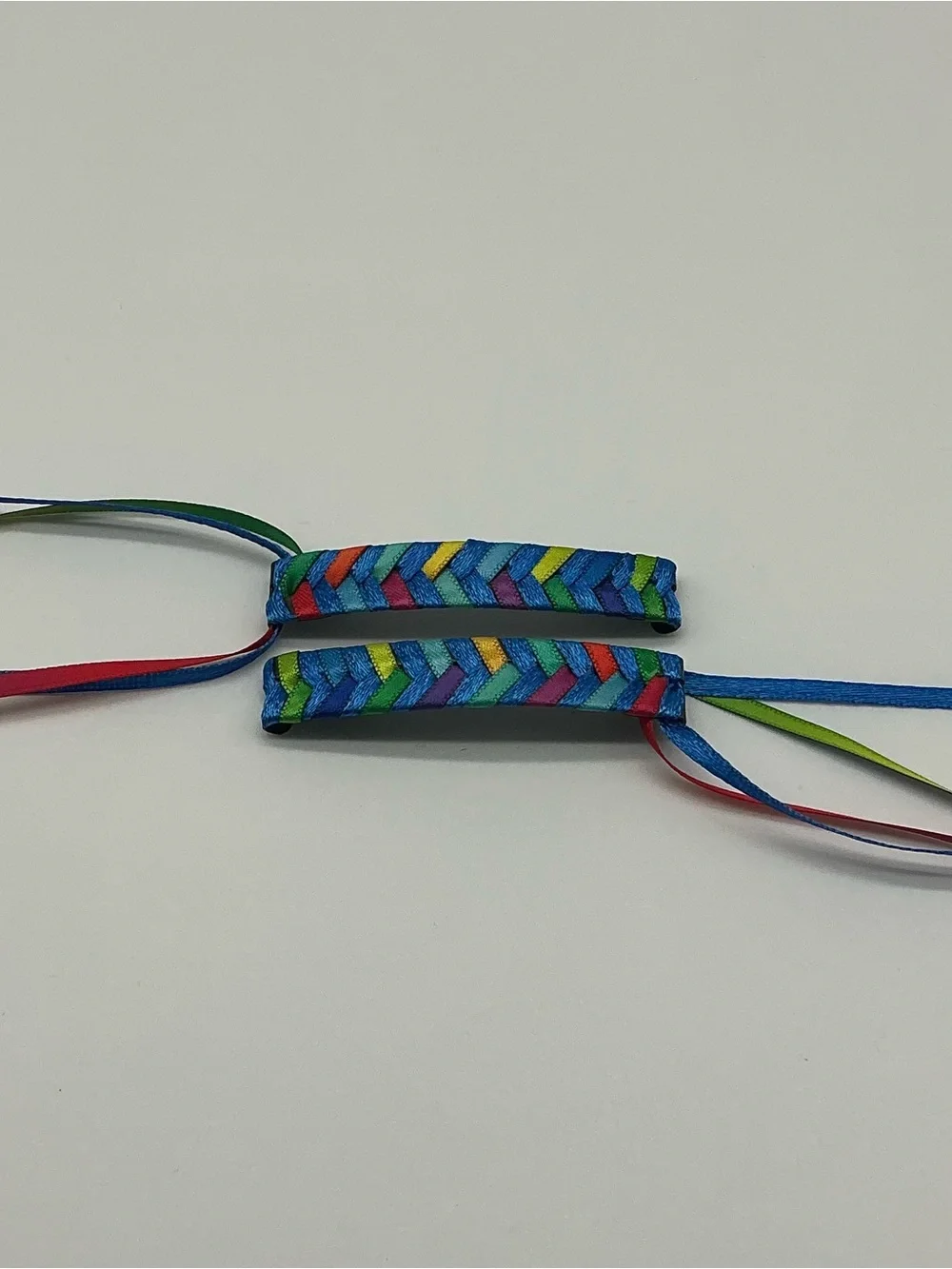 Blue and Rainbow 80s Barrettes & 12 Rainbow Jelly Bracelets